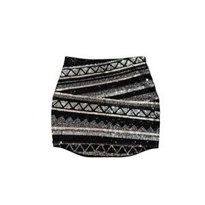 Express Sequin Mini Skirt Black/Silver Small